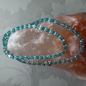 925 Blue Apatite Tennis Necklace.